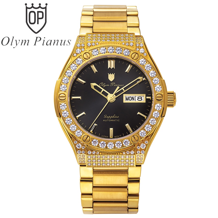 Đồng hồ nam dây kim loại chính hãng Olym Pianus OP990-45 OP990-45ADDGK đen