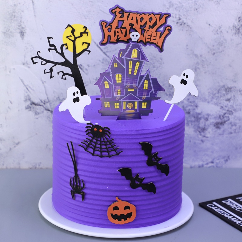 1 Set Thẻ Trang Trí Bánh Kem Chủ Đề Halloween
