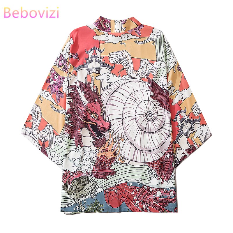 M-XXL 2021 New Fashion Dragons Asian Streetwear Cardigan Women Men Harajuku Haori Japanese Kimono Cosplay Yukata Clothes