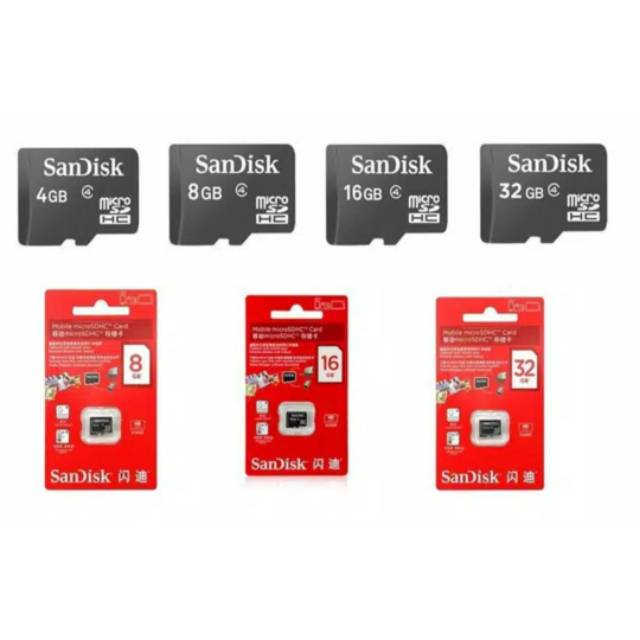 Thẻ Nhớ Micro Sd 8 '16' 32 Gb | Class 4 Hiệu Sandisk