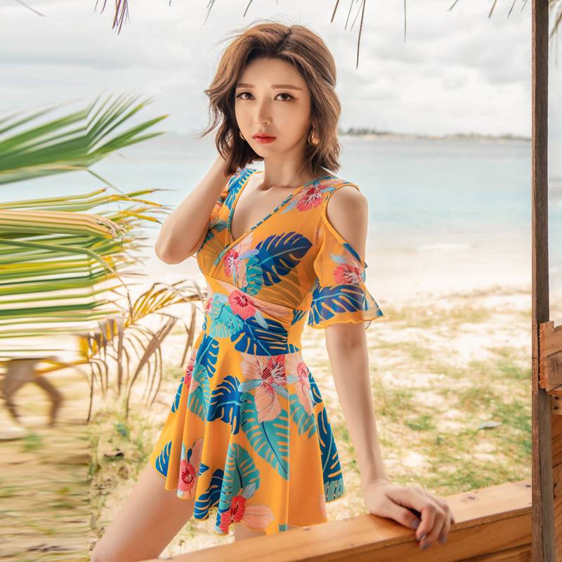 M-3XL Swimwear women fairy slim beach wear Korean style INS V-neck short sleeve swimsuit | BigBuy360 - bigbuy360.vn