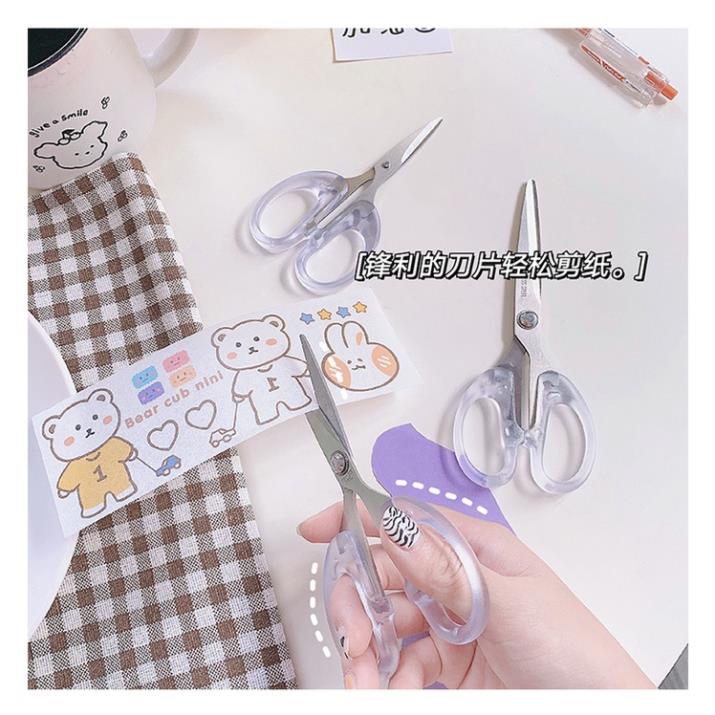 Kéo Cắt Giấy MiMi Cán Cầm Nhựa Trong Suốt Tiện Lợi