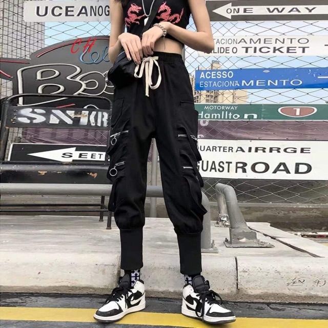 Quần jogger kaki túi hộp phối khóa ngang unisex box paint