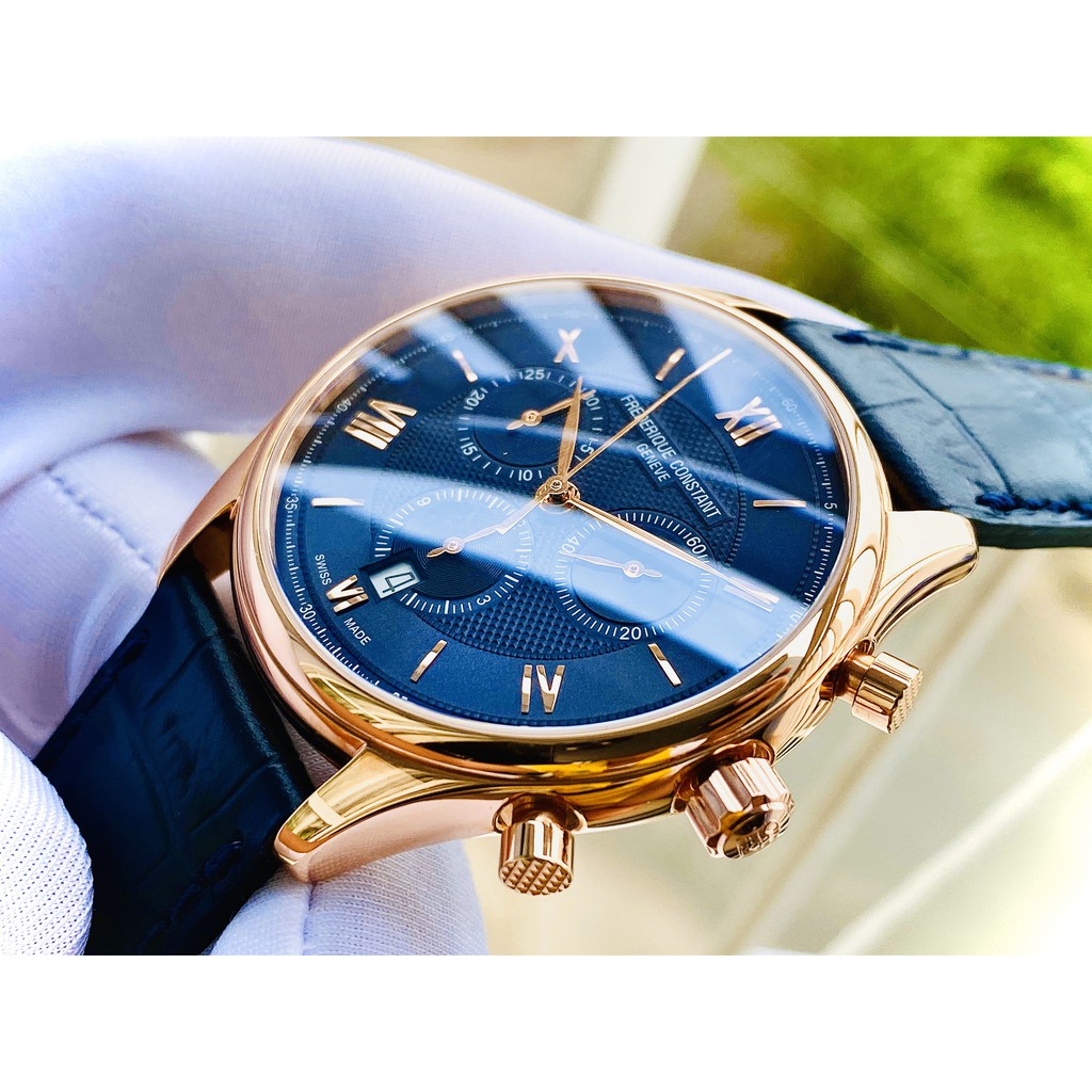 Đồng hồ nam chính hãng Frederique Constant Chronograph Quartz Blue Dial Men's Watch Model FC-292MNG5B4 - Máy Quartz pin