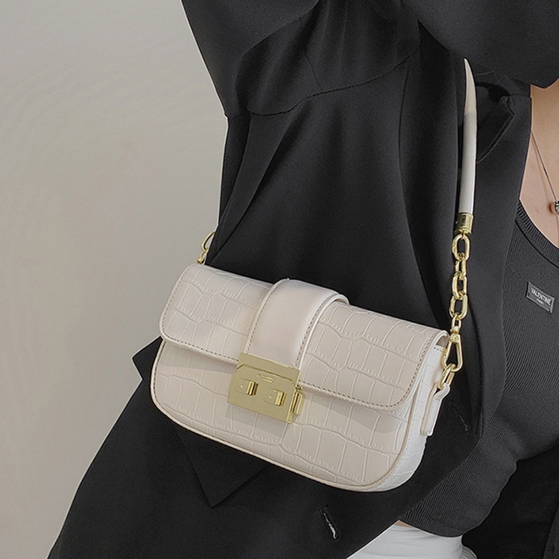 Túi đeo vai IELGY hình vuông cỡ nhỏ họa tiết vân đá phối dây xích kiểu Hàn Quốc thời trang cho nữ