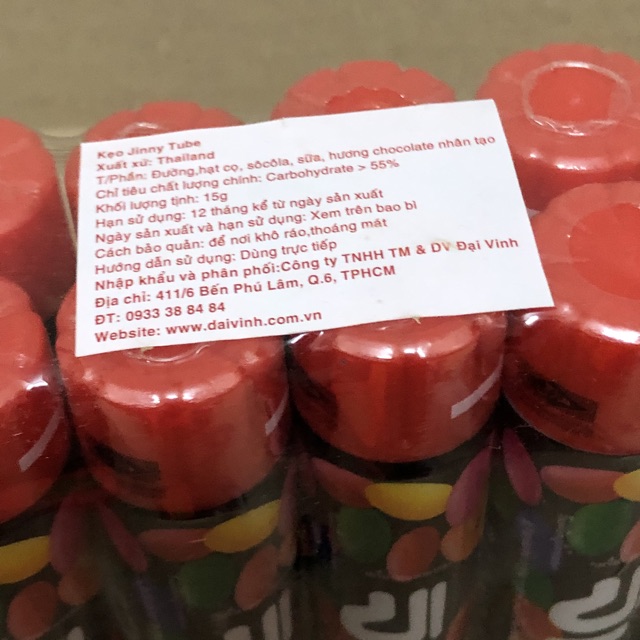 6 Ống Kẹo Chocolate Đường Màu Jinny 15g