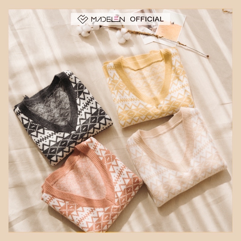 [Mã 2611THTRANG100K hoàn 10% xu đơn 99K] Áo len picked dáng gile nữ MADELEN nhiều màu họa tiết