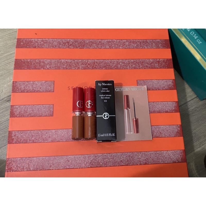 Son Giorgio Armani Lip Maestro minisize màu 208 đỏ trầm và 103 nâu đất