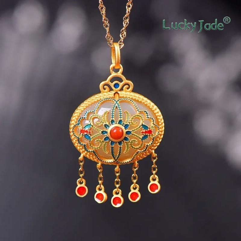 Vòng cổ Mạ Bạc 925 Đính Ngọc Bích Phong Cách Vintage