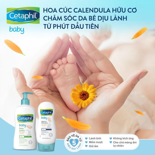 [CHÍNH HÃNG CÓ TEM] CETAPHIL Baby Daily Lotion with Organic Calendula 400mL - Sữa Dưỡng Ẩm Dịu Nhẹ Cho Bé.