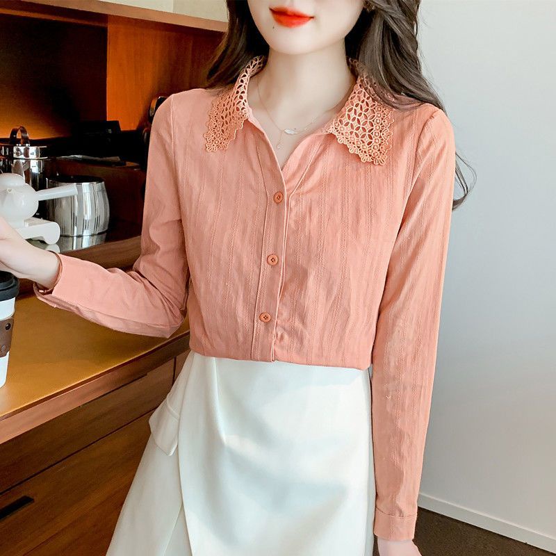 áo croptop áo sơ mi áo sơ mi tay ngắn áo kiểu nữ Áo Sơ Mi Cotton Nguyên Chất Phong Cách Phương Tây Thời Trang Mùa Thu 2022 Cho Nữ