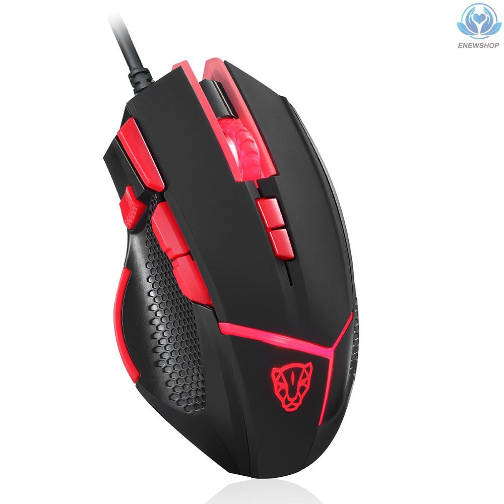 【enew】Motospeed Wired Mouse Gaming Mouse 4000DPI 9 Buttons Optical Mice with Weight Tuning Set Non-slip Design with LED Light Fire/Sniper Button