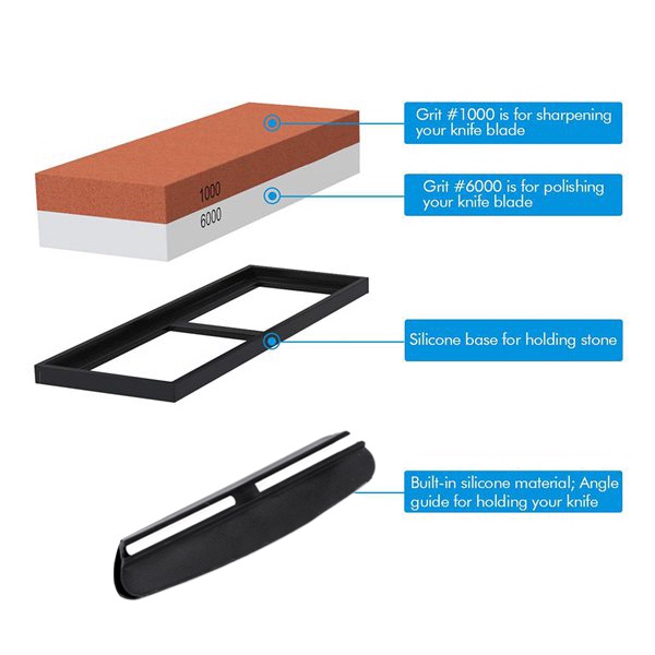 Cặp Đá Mài 1000 / 6000,2 Trong 1 Đế Silicone Chống Trượt Góc &amp; Góc