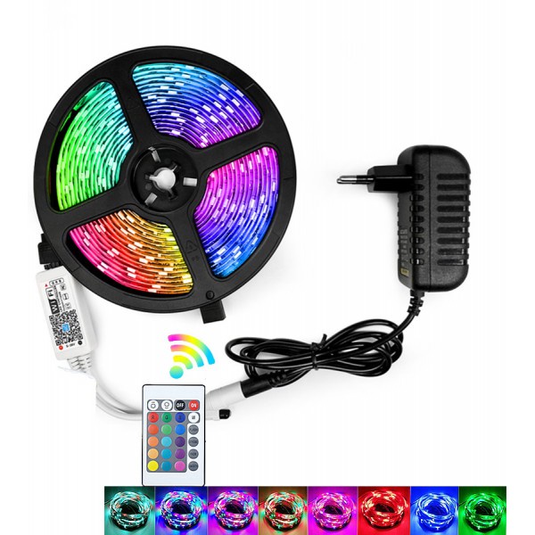 Bộ Đèn Led SMD 5050 siêu mỏng, 7 màu Dài 5m có Điều Khiển Từ Xa cực kỳ đẹp, thích hợp trang trí dịp Lễ, Tết