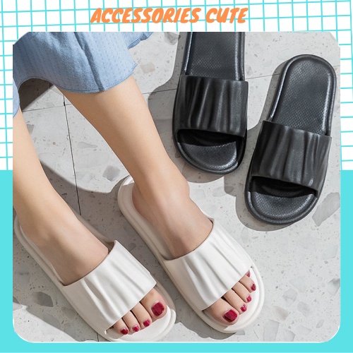 Dép lê nữ quai ngang quai nhăn chất liệu cao su siêu êm mềm phong cách đi chơi đi biển A105 CUTE ACCESSORIES TOP 1