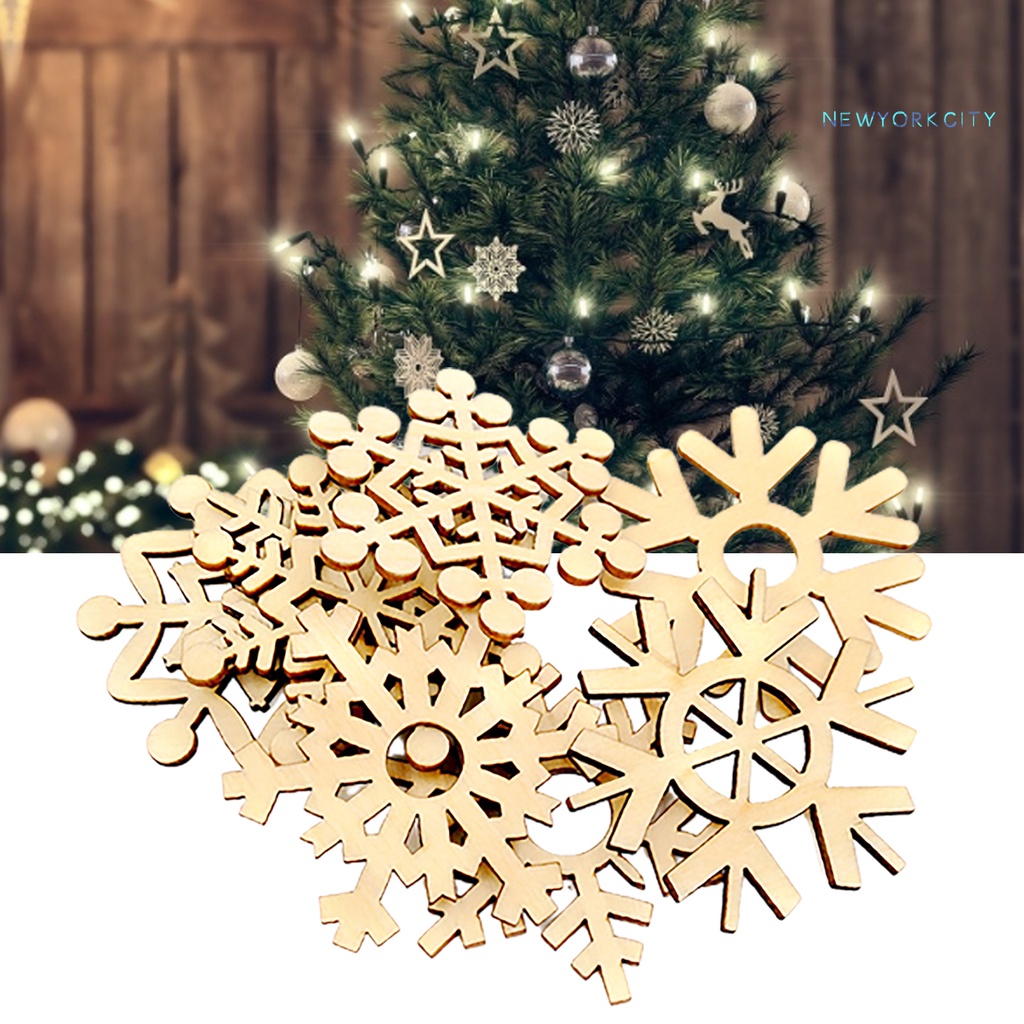 Bộ 10 bông tuyết bằng gỗ trang trí giáng sinh