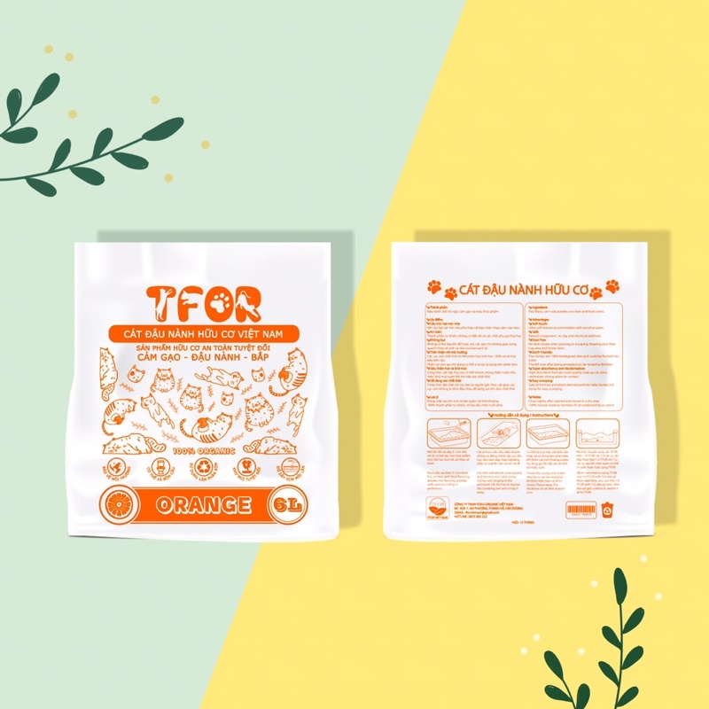 CÁT ĐẬU NÀNH TFOR 6L, SIÊU KHỬ MÙI, AN TOÀN, KHÔNG BỤI