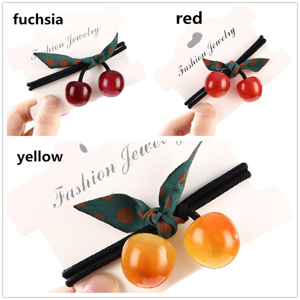 Dây Buộc Tóc Co Giãn Nhiều Màu Sắc Họa Tiết Quả Cherry Dễ Thương Phong Cách Hàn Quốc Cho Nữ