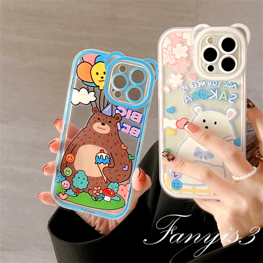 Ốp Điện Thoại Mềm Trong Suốt Họa Tiết Gấu Nâu Cho iPhone 14 13 12 11 Pro Max X XR Xs Max 8 7 6 6s Plus SE 2020