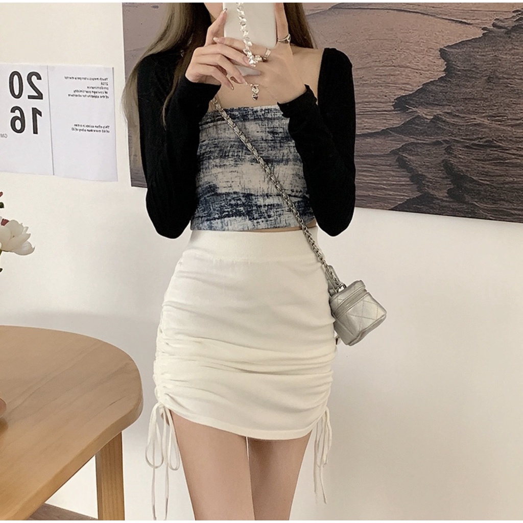 Chân váy rút dây ngắn cạp cao , váy body thời trang chất liệu thun co giãn nâng mông, tôn dáng cao cấp - Ngọc Uyên Store