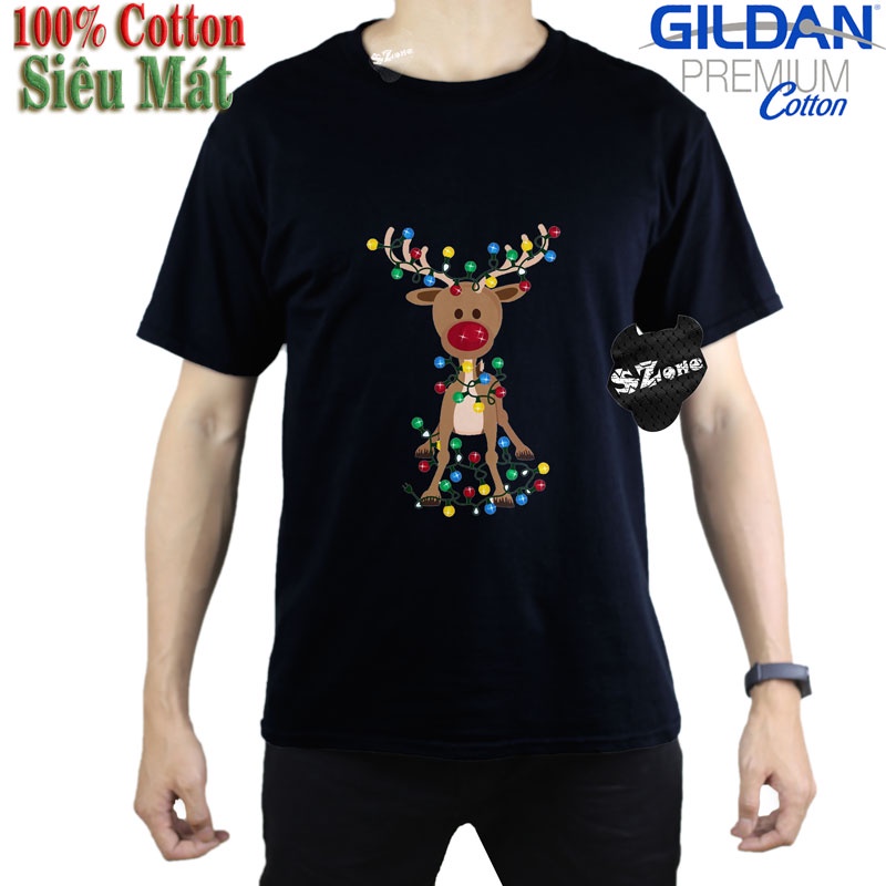 [Có BIG SIZE] Áo Phông Nam Cotton 100% In hình Tuần Lộc Noel Cao Cấp -hao SZone PM92