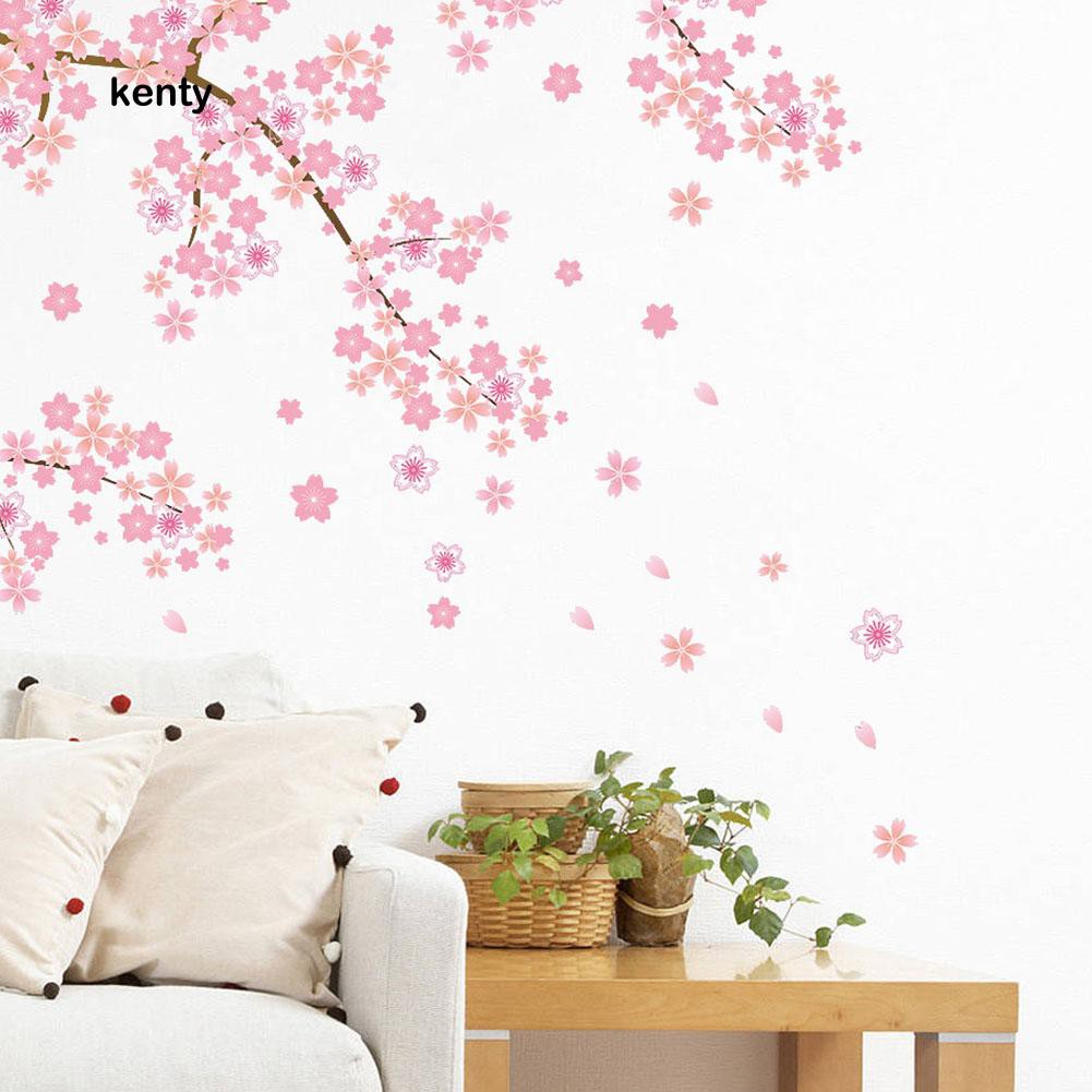 Miếng decal dán trang trí tường kích thước 50cm x 70cm họa tiết Hoa Anh Đào trang nhã lịch sự