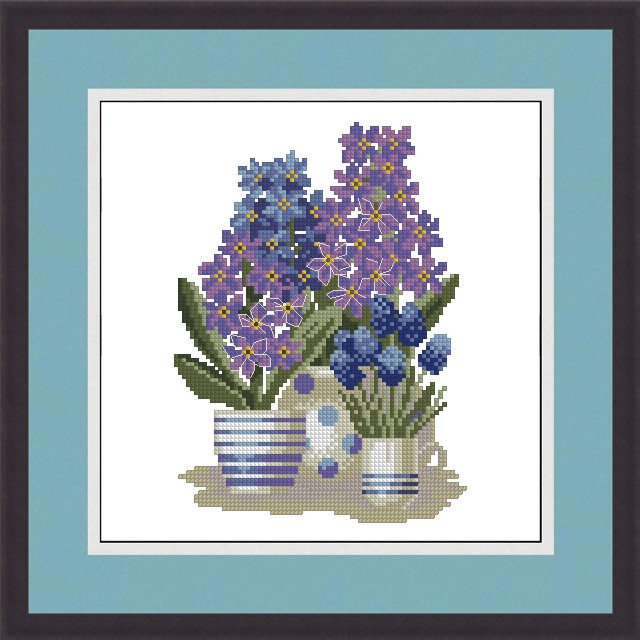 Tranh thêu chữ thập - bộ ba bình hoa in trên vải 11ct - xartshop