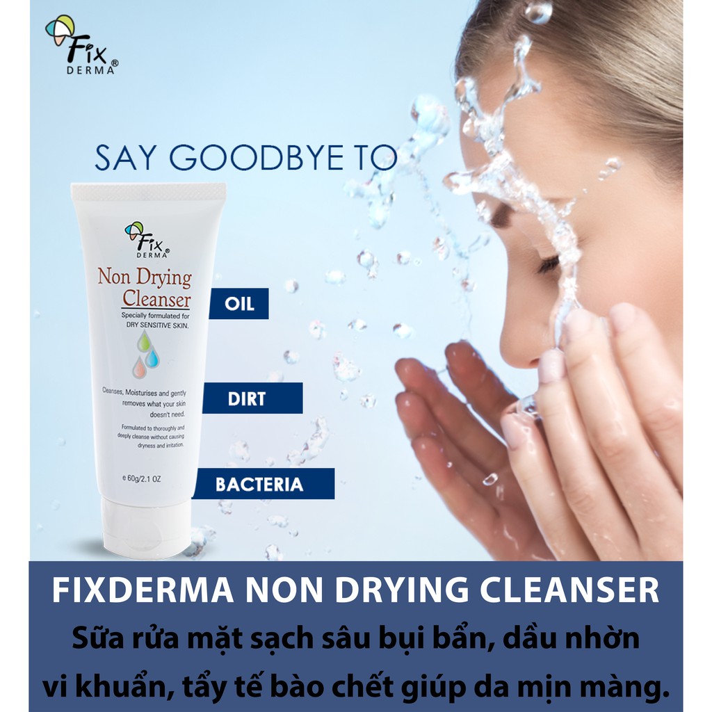 Sửa Rửa Mặt Cho Da Dầu Mụn Nhạy Cảm FIXDERMA Non Drying Cleanser Làm Sạch Bụi Bẩn, Giảm Mụn Bã Nhờn 60g [Hùng Lợi]