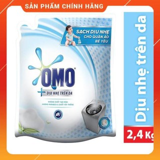 Nước Giặt OMO MATIC Dịu Nhẹ Cho Da Nhạy Cảm 2,4kg Túi TRẮNG