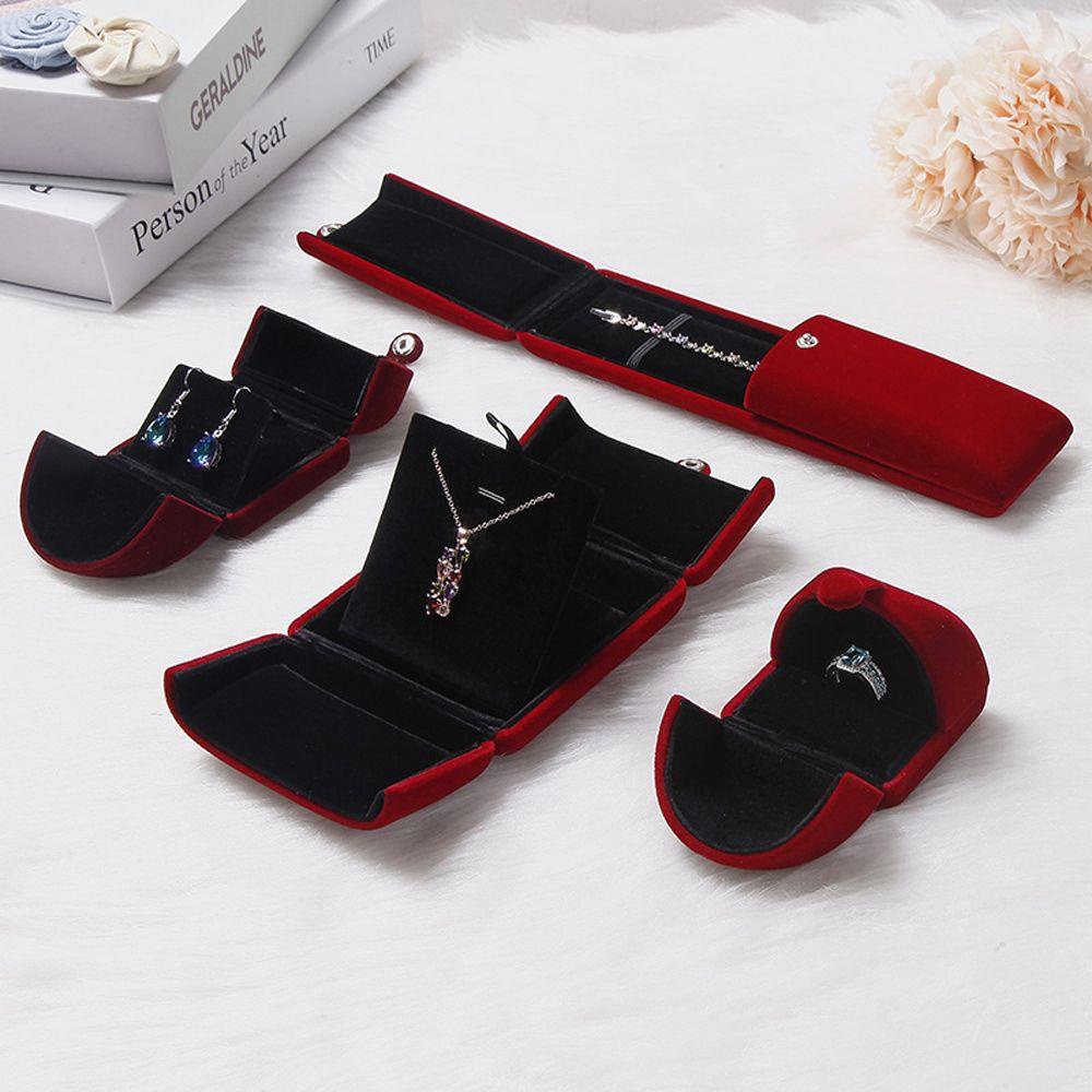 ANEMONE Hộp Đựng Trang Sức Bằng Nhung Màu Sắc Đơn Giản Sáng Tạo