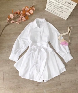 Set trắng short sơ mi kèm quần