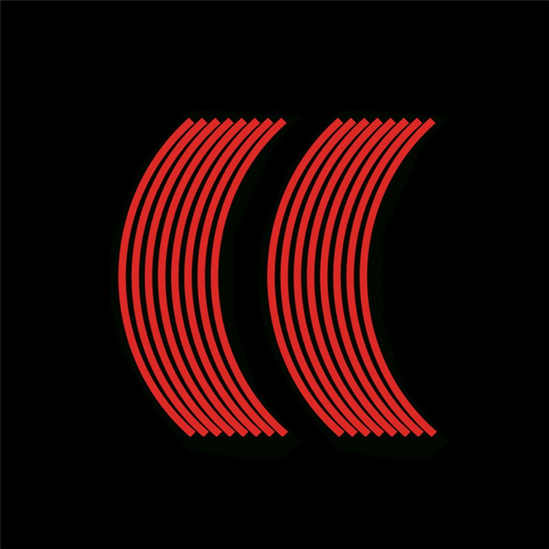 Bộ Decals Tem Dán Vành Phản Quang Dán Chỉ Mâm Xe Máy Ô Set 16 Miếng Dán Phản Quang Trang Trí Viền Bánh Xe Hơi / Mô Tô Kích Thước 17-18 inch