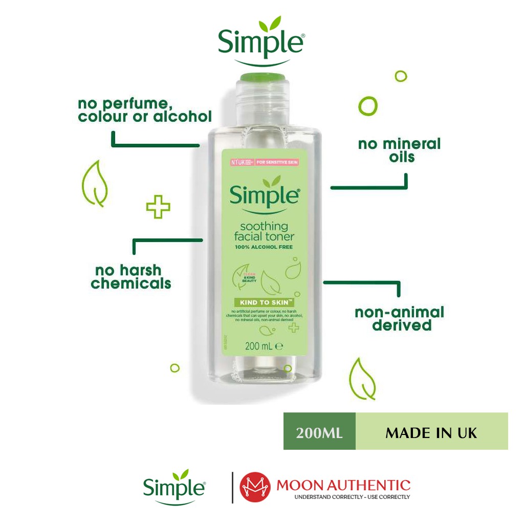 Nước Hoa Hồng Cho Da Nhạy Cảm Simple Kind to Skin Soothing Facial Toner 200ml Anh