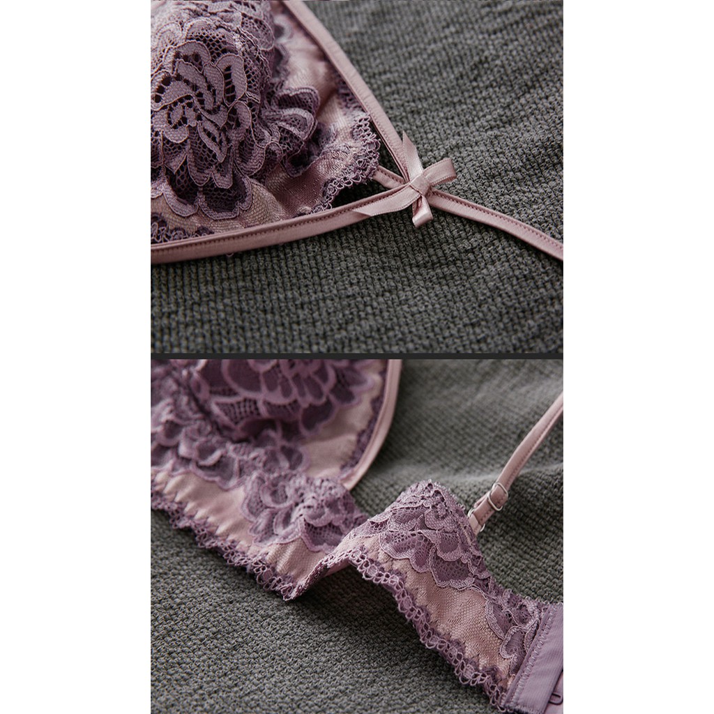 Bộ Đồ Lót Bralette Không Đệm Ren Hoa Cẩm Chướng S316