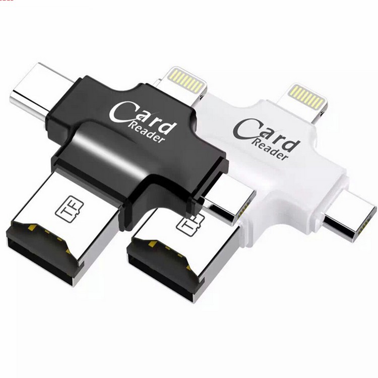 Đầu đọc thẻ đa năng 4 in 1 (OTG, USB, TYPE - C, IOS) dùng cho iOS - Android - PC- Macbook