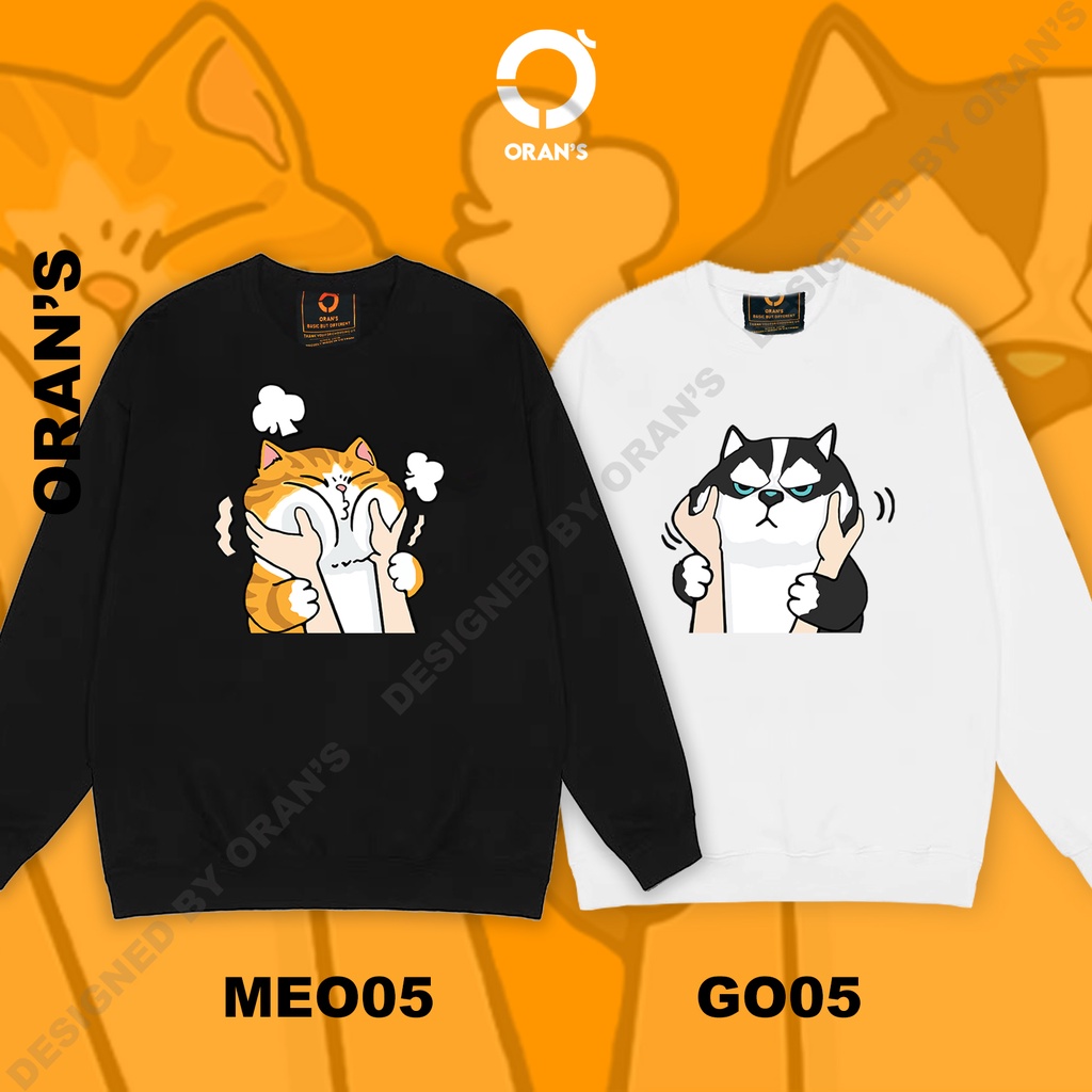 Áo Sweater đôi in hình chó véo má chất nỉ cotton da cá cao cấp form rộng unisex ORANS - ORAN'S HOODIE COUPLE 05
