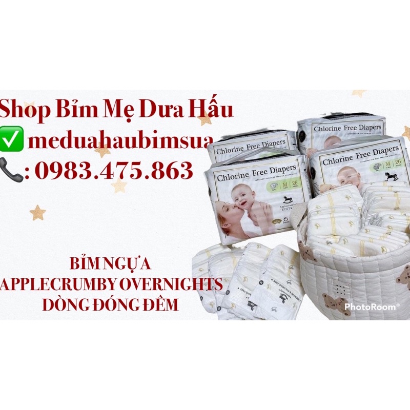 Bỉm dán/quần Applecrumby Airplus Overnight cao cấp NB4/S24/M42/M22/L36/L20/XL18/XXL16 meduahaubimsua