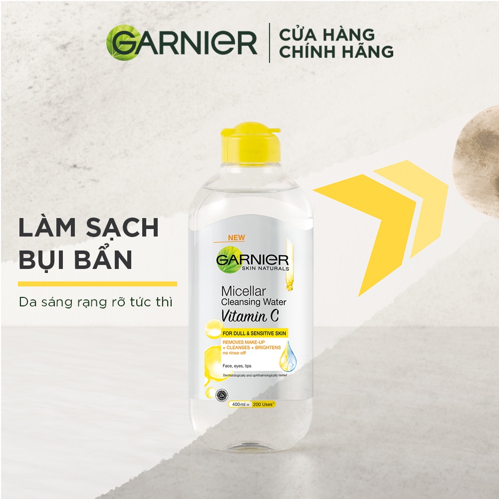 Bộ đôi nước làm sạch và tẩy trang dưỡng sáng da Garnier Micellar Water Vitamin C 400ml