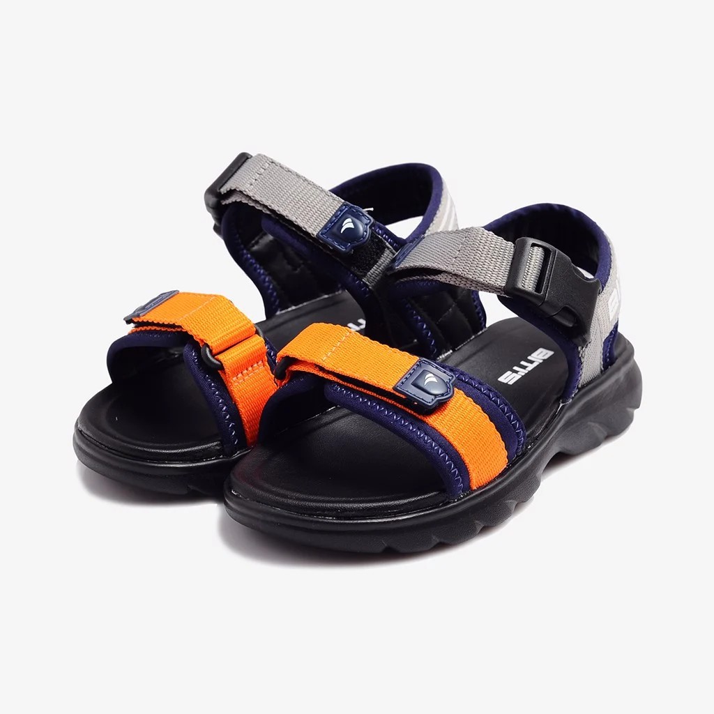 GIÀY SANDAL QUAI HẬU HỌC SINH BÉ TRAI KHOÁ BẤM DEB005200 (ĐEN + ĐỎ + CAM)