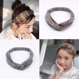 Băng đô tóc họa tiết caro phong cách vintage