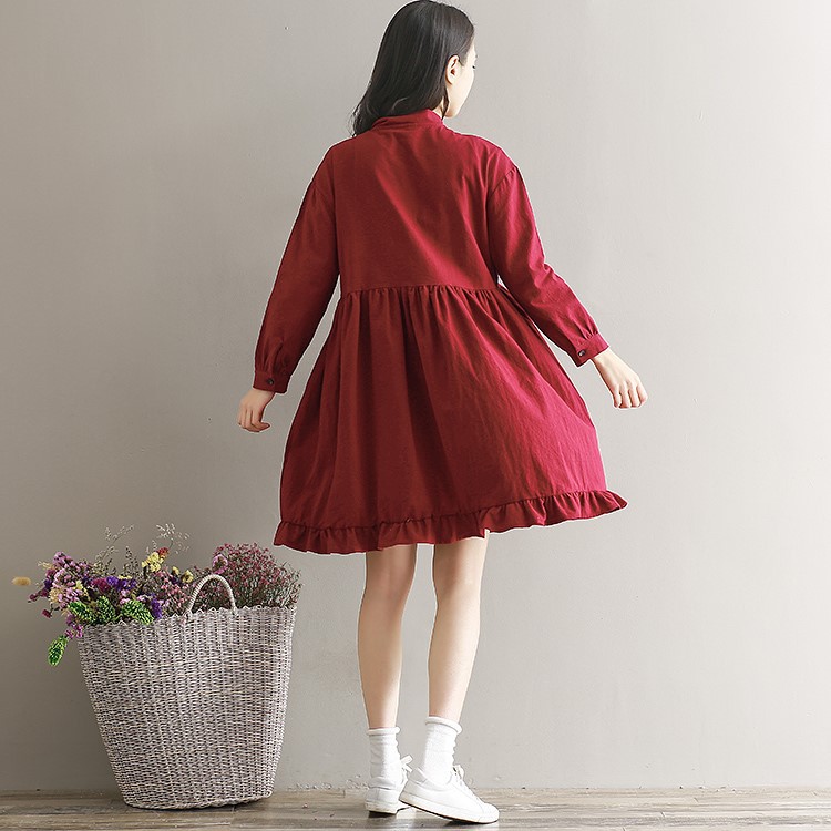 Váy babydoll, đầm babydoll đỏ đô vinatge nhật bản cao cấp HOMIAMALL đủ size 30-90kg bảo hành 1 đổi 1 tận nhà