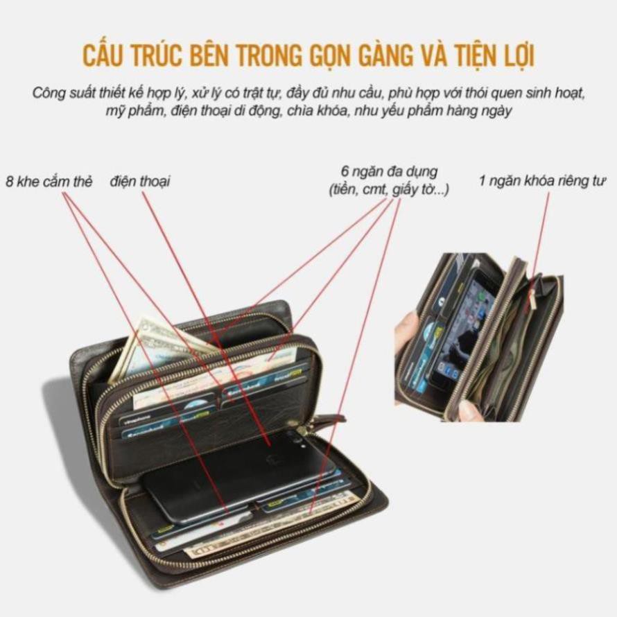 [Chính Hãng 100%] Ví Da nam cao cấp Pagini VID07 - Ví Cầm Tay Nam  Da Bò Phong Cách, Thiết Kế Đa Năng - Bảo Hành 1 năm