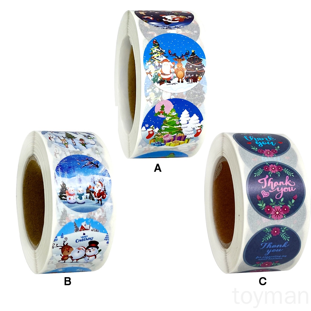 Cuộn 500 miếng dán trang trí hộp quà Giáng sinh