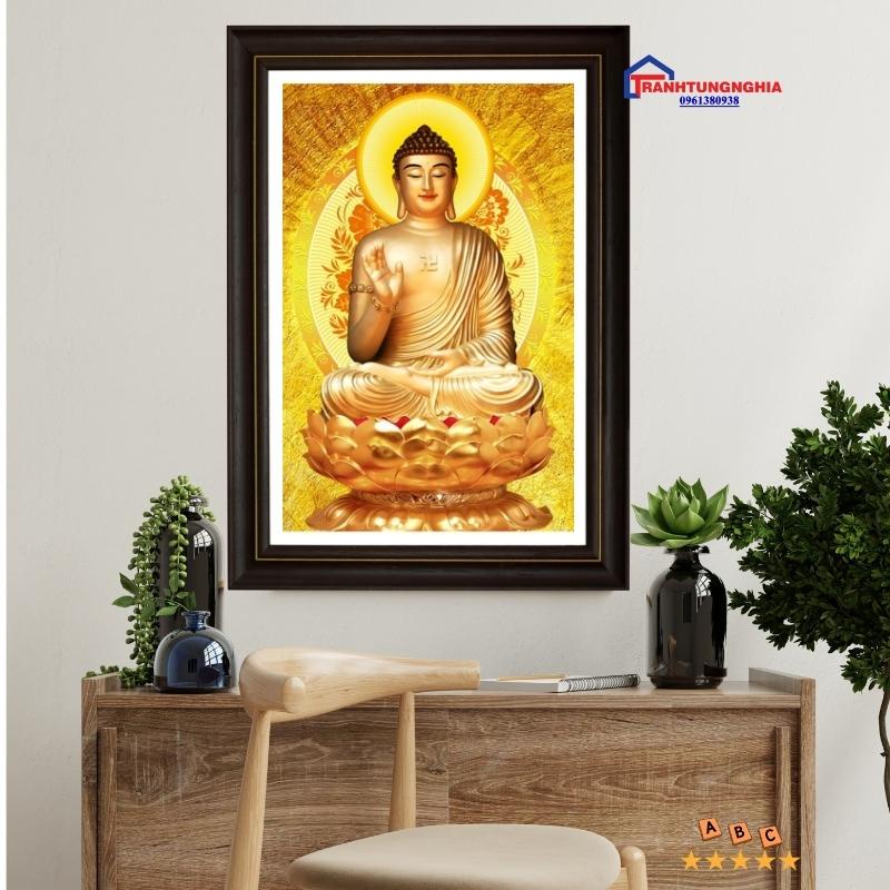 Tranh đính đá ABC, tranh thêu chữ thập phật a di đà