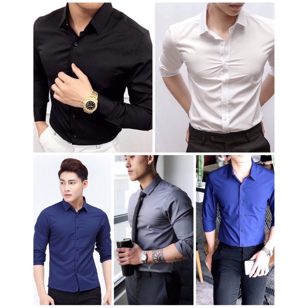 ÁO SƠ MI NAM DÀI TAY MÀU XÁM VẢI LỤA GẤP HỘP - GH07 | BigBuy360 - bigbuy360.vn