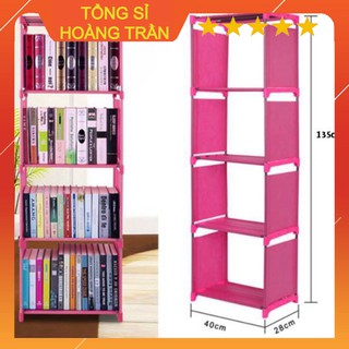 Kệ sách lắp ghép 4 tầng khung innox