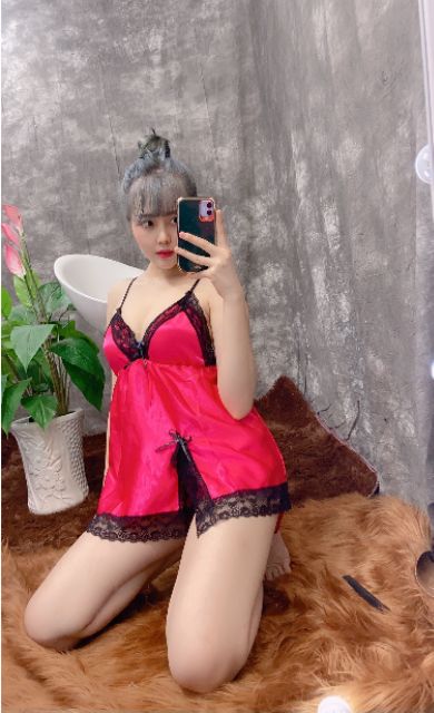 Đồ ngủ sexy 🎀FREE SHIP🎀đồ ngủ sexy phi lụa có mút ngực<60kg | BigBuy360 - bigbuy360.vn