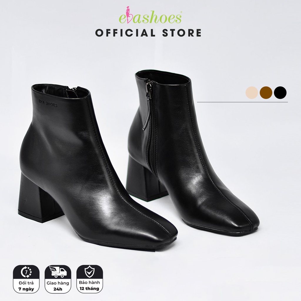 [Mã BMBAU50 giảm 7% đơn 150K] Boot gót vuông mũi vuông da cao cấp 5cm Evashoes 115