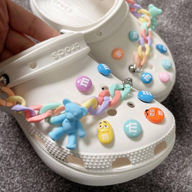 Phụ Kiện Làm Dây Giày CROCS/Giày CROCS Hình Hoa/Gấu Màu Cầu Vồng Dễ Thương DIY