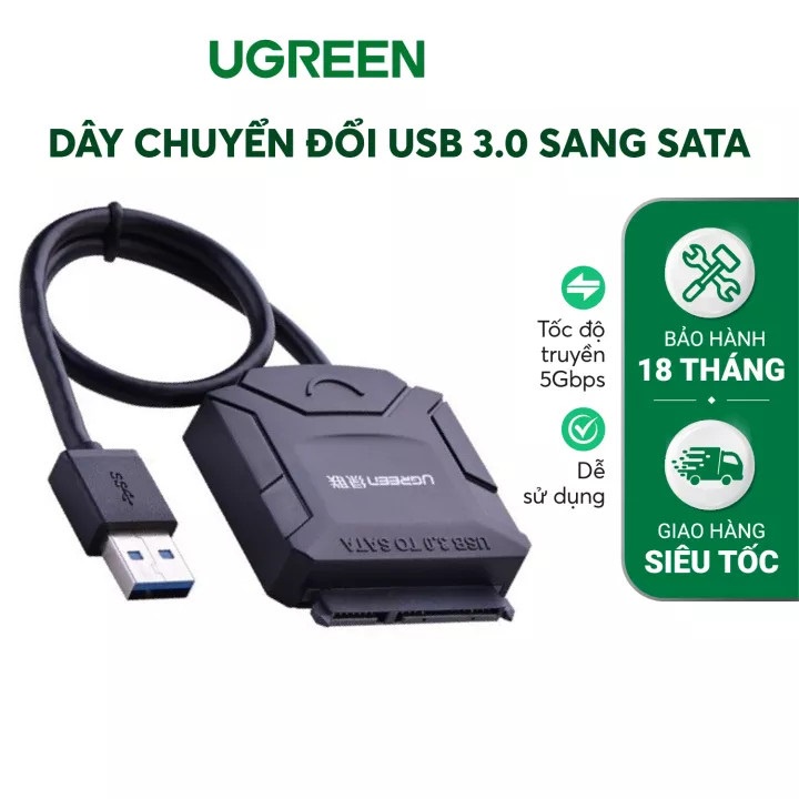 Cáp chuyển USB to SATA SSD HDD 2,5 và 3,5 Converter chính hãng Ugreen 20231 cao cấp